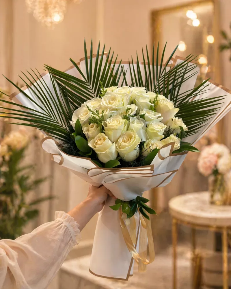21 Beyaz Gül Buketi