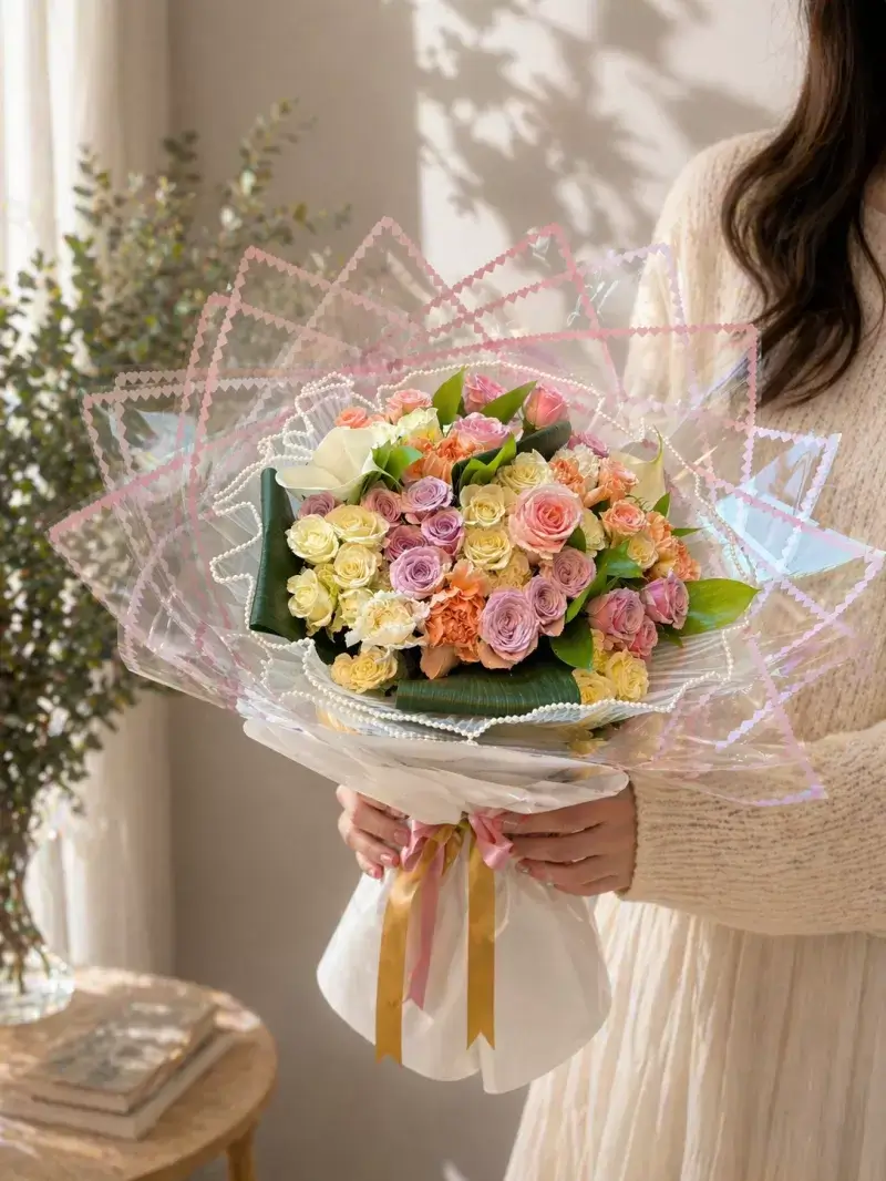 Renkli İthal Çardak Gül Buketi