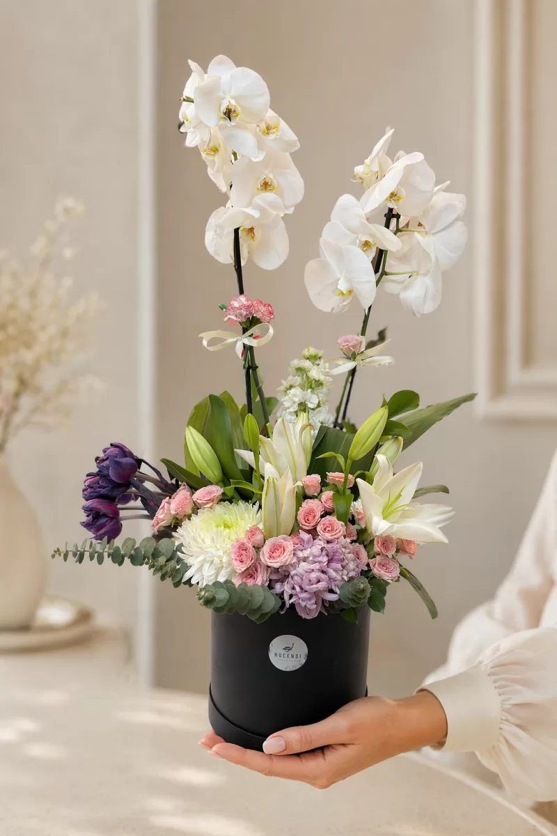 İthal Beyaz Orkide Aranjmanı