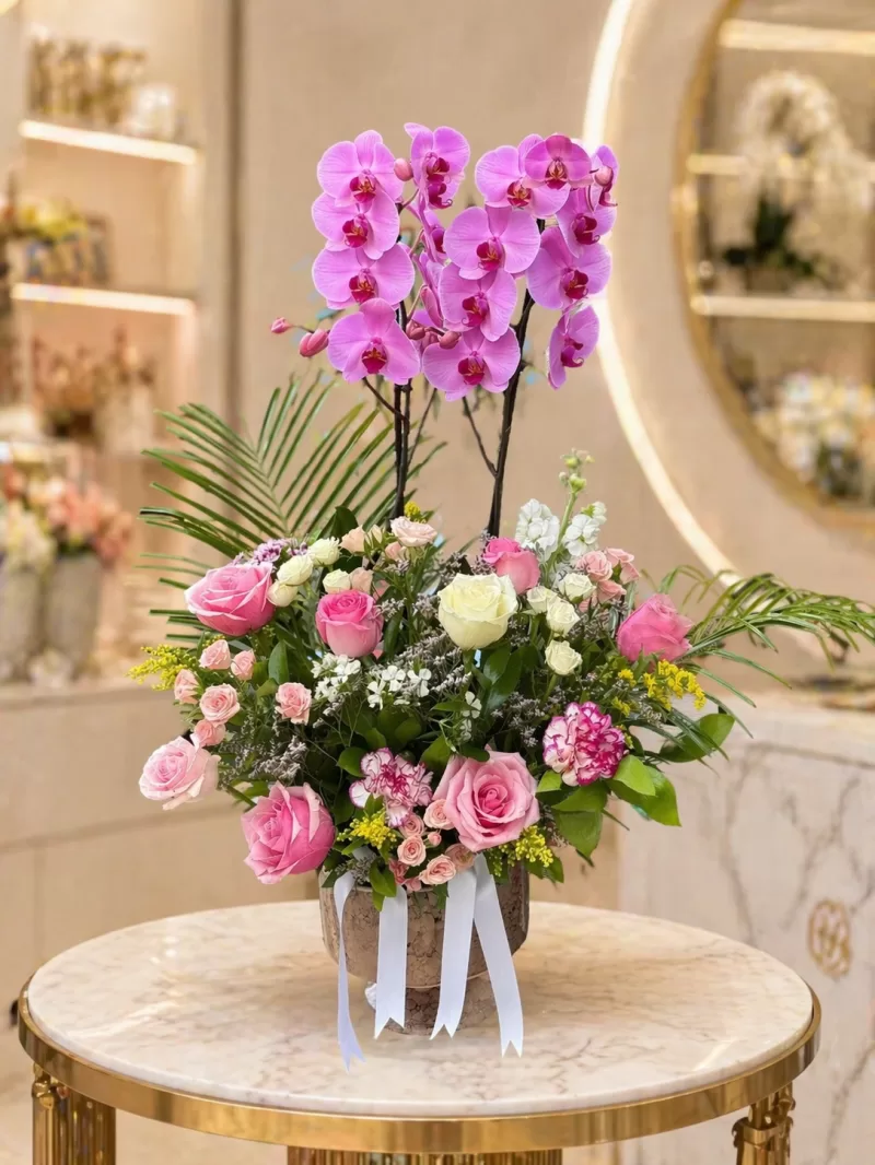 Ayaklı Porselen Vazo Lüx Orkide Arajmanı