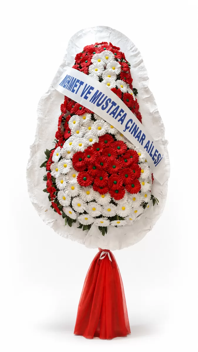 Yapay Kırmızı Beyaz Gerbera Çelenk
