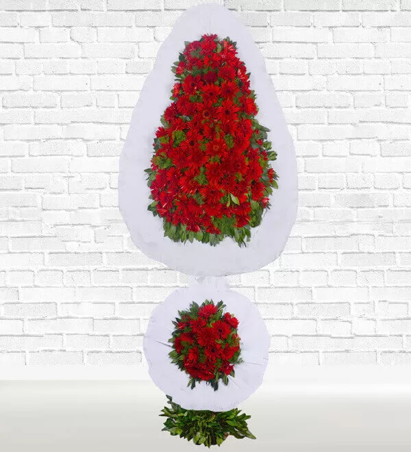 Kırmızı Çift Katlı Ayaklı Sepet Çelenk