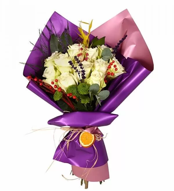 Butik İthal Beyaz Gül Buketi